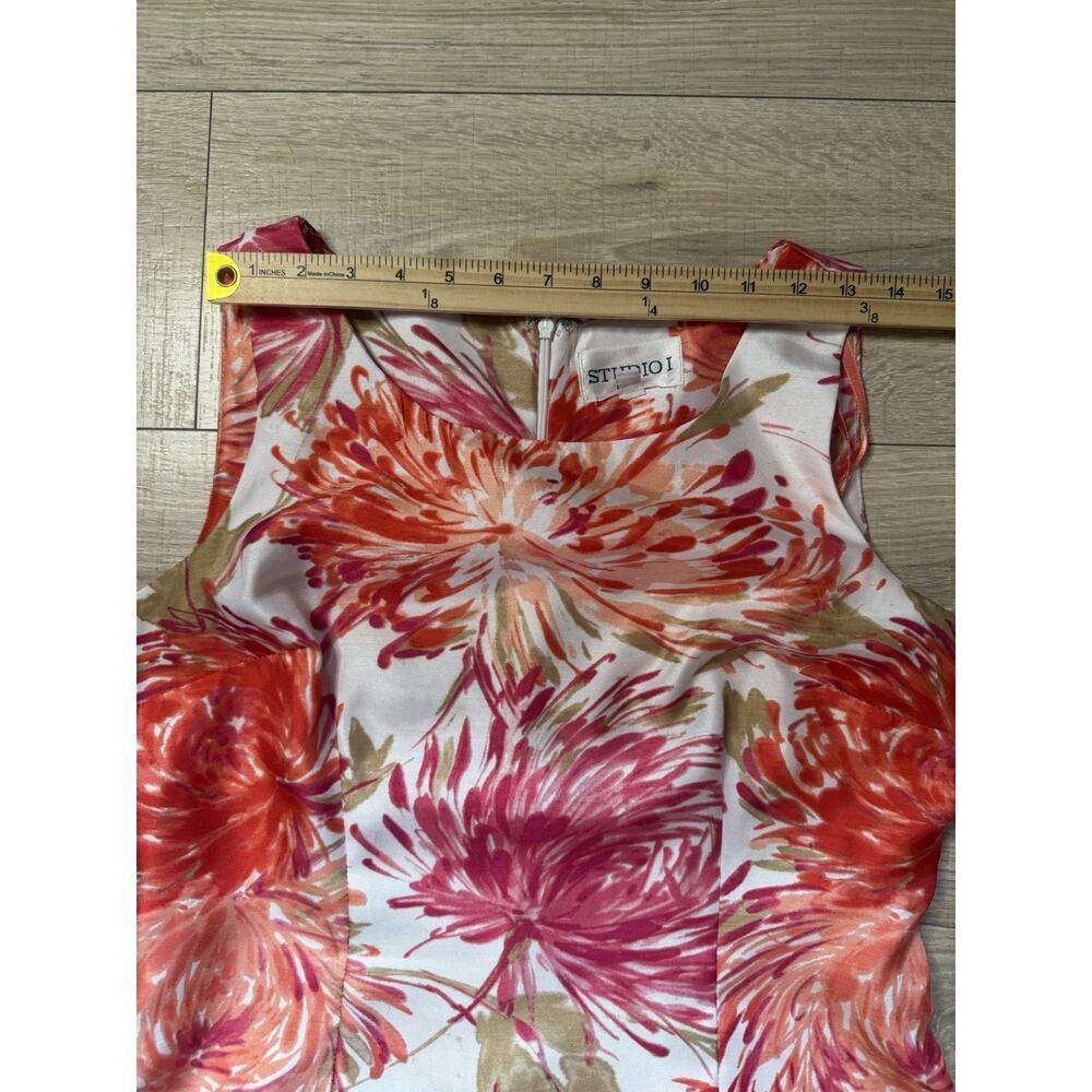 Studio I Coral Floral Sheath Dress Size 10 - Picture 9 of 10